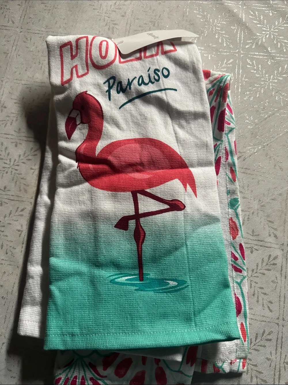 Home Kitchen 'Fierce' Cotton Tea Towel - White with Multicolor Print